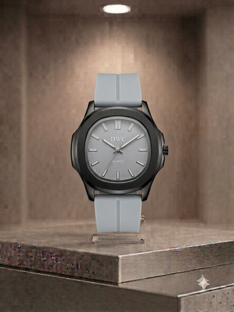 Octagonal Bezel Watch - Signature Black Dial & Integrated Matte Strap with Magnetic Lock