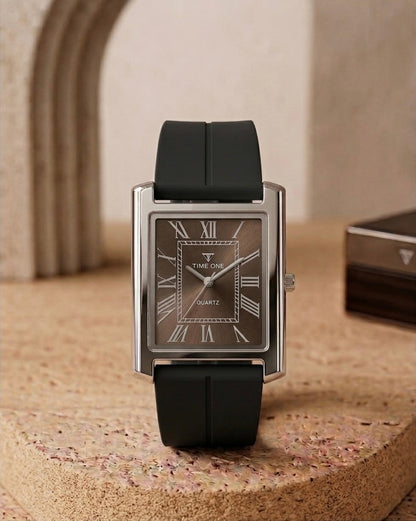 Rectangular Case Watch - Roman Numeral Dial with Silicone Strap & Magnetic Lock