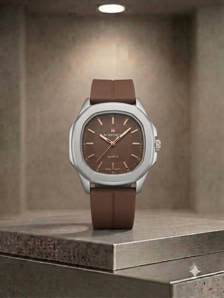 Octagonal Bezel Watch - Signature Black Dial & Integrated Matte Strap with Magnetic Lock