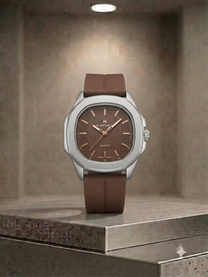 Octagonal Bezel Watch - Signature Black Dial & Integrated Matte Strap with Magnetic Lock