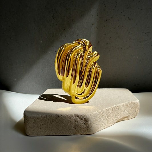 Golden Wave Statement Ring