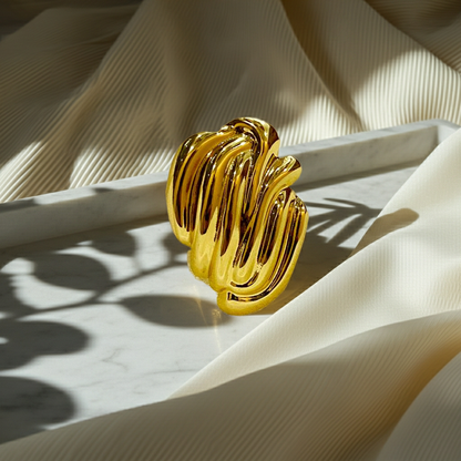 Golden Wave Statement Ring