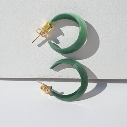 Green Enamel Hoop Earrings