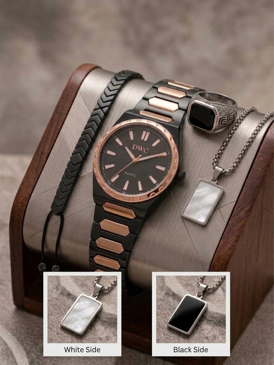 BIN-B Matrix Deal – Premium 4-in-1 Men's Luxury Watch & Accessories Gift Set