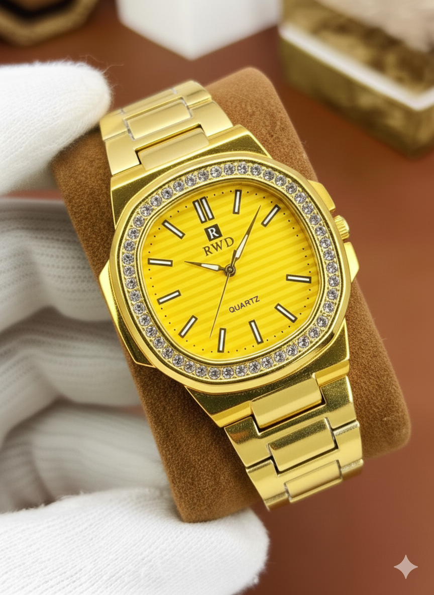Stone Embossed Stainless Steel Watch