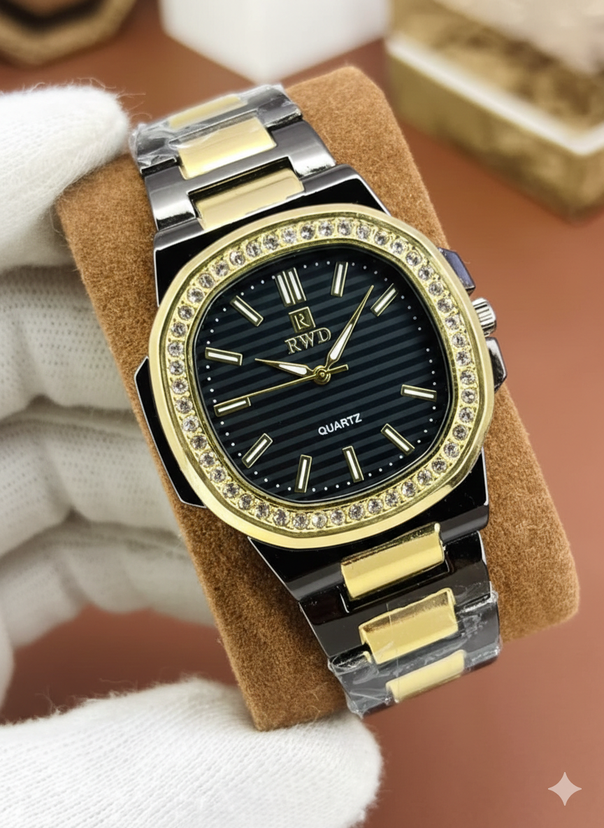 Stone Embossed Stainless Steel Watch