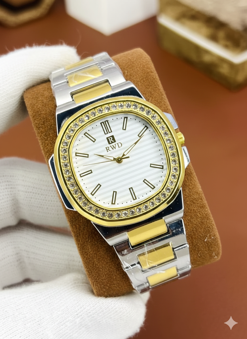 Stone Embossed Stainless Steel Watch