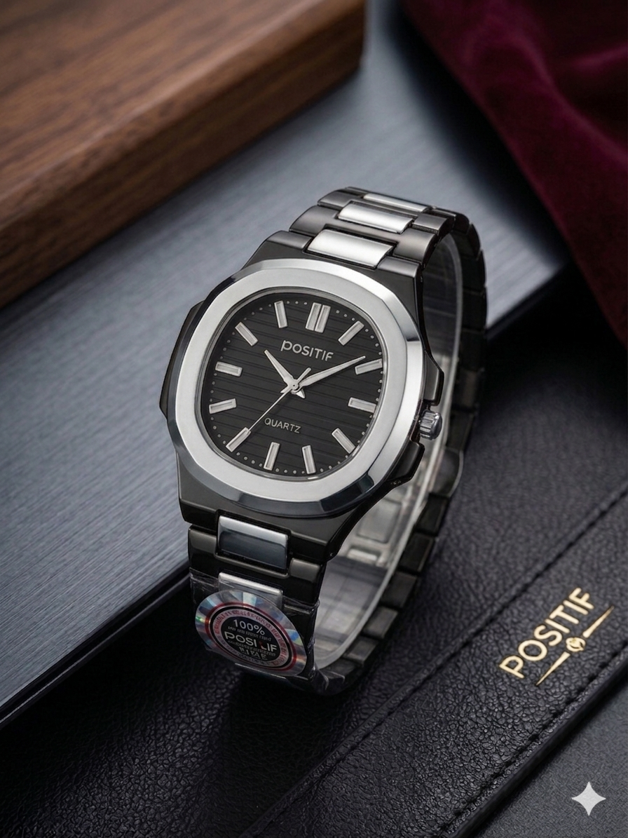 Elegance Luxury Watch – Silver Stainless Steel with Horizontally Embossed Dial