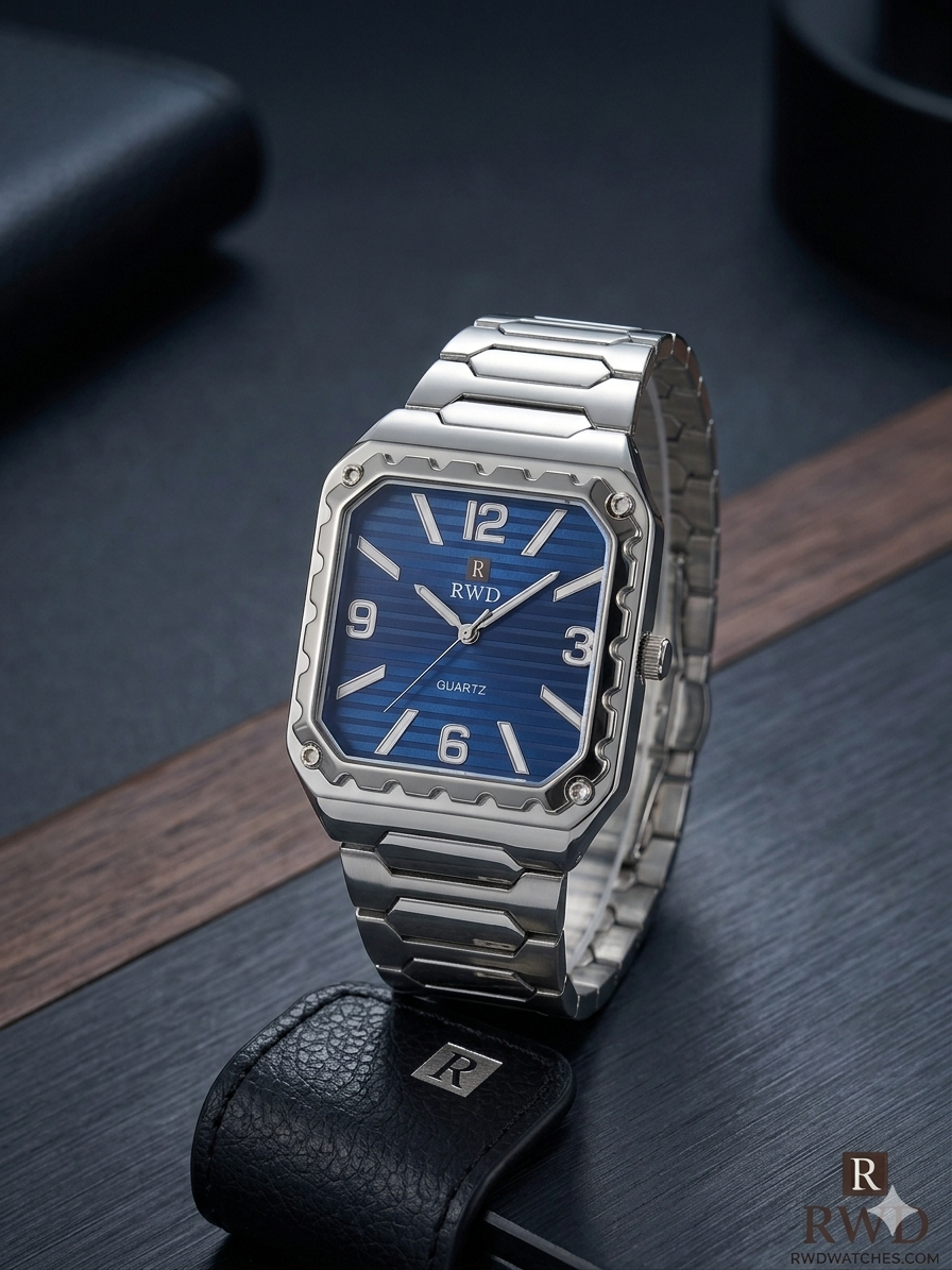 Executive Series: Classic Square Watch Old Money Design Stainless Steel Chain