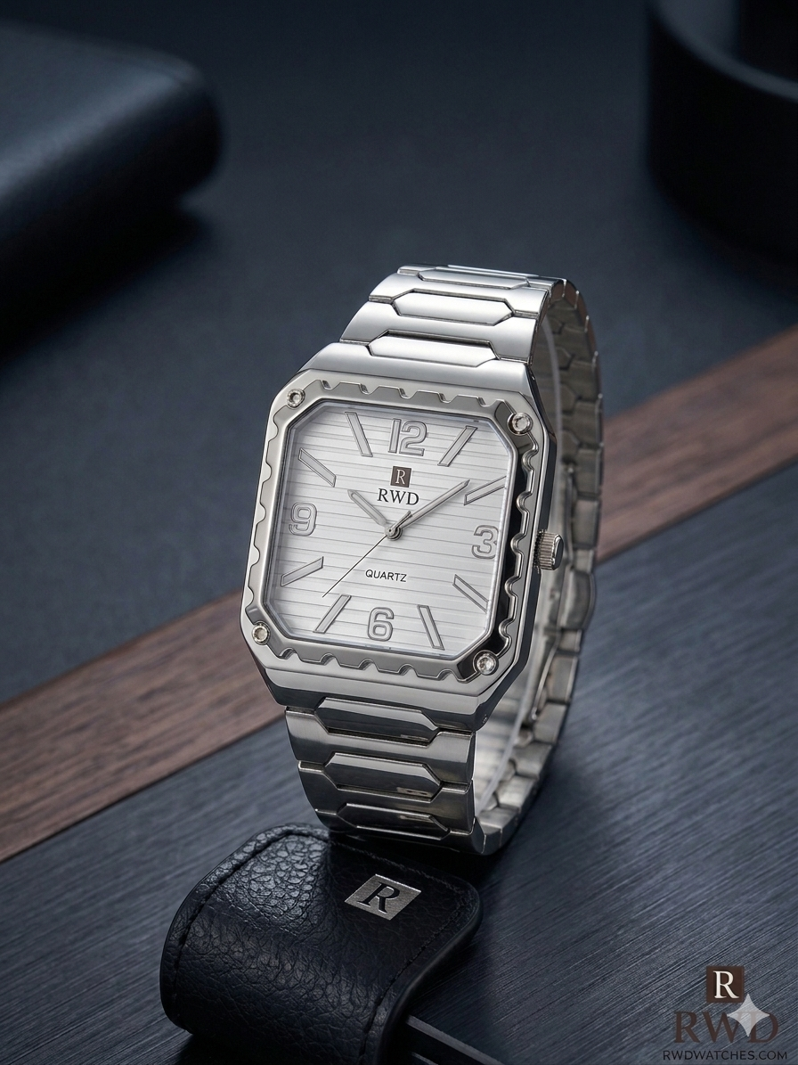 Executive Series: Classic Square Watch Old Money Design Stainless Steel Chain