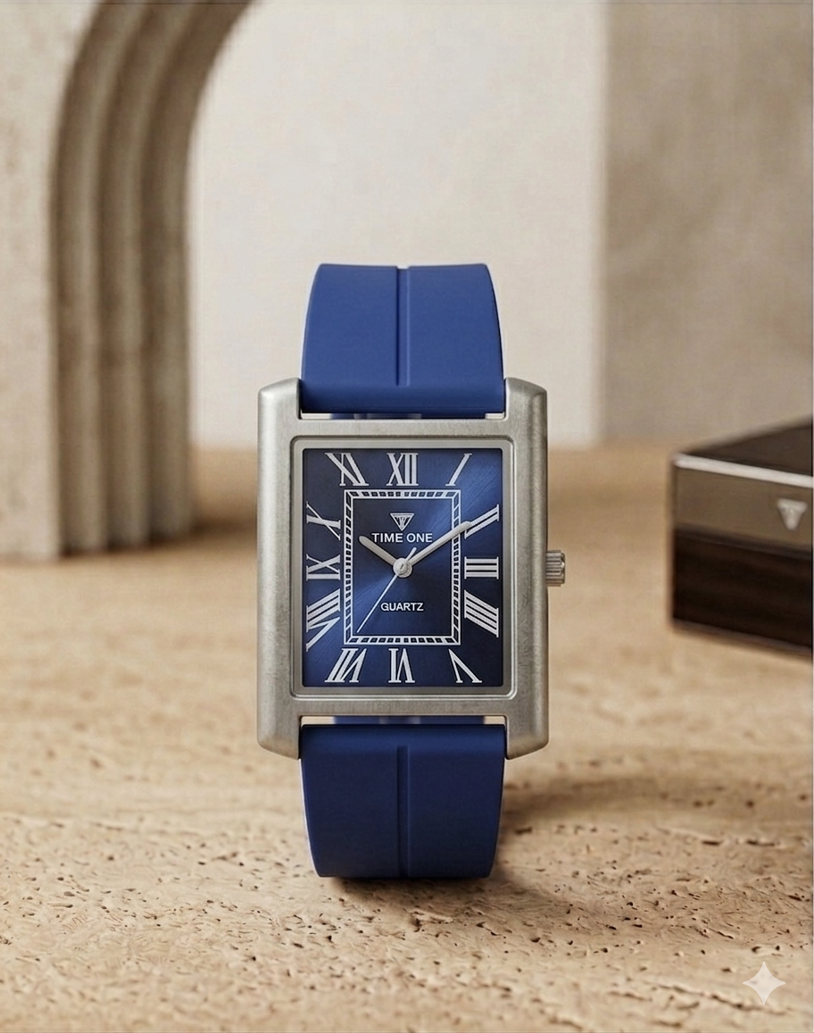 Rectangular Case Watch - Roman Numeral Dial with Silicone Strap & Magnetic Lock