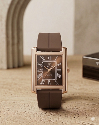 Rectangular Case Watch - Roman Numeral Dial with Silicone Strap & Magnetic Lock