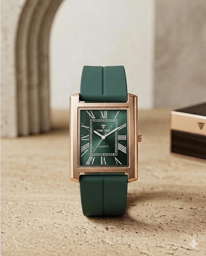 Rectangular Case Watch - Roman Numeral Dial with Silicone Strap & Magnetic Lock