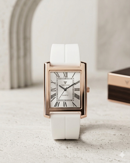 Rectangular Case Watch - Roman Numeral Dial with Silicone Strap & Magnetic Lock