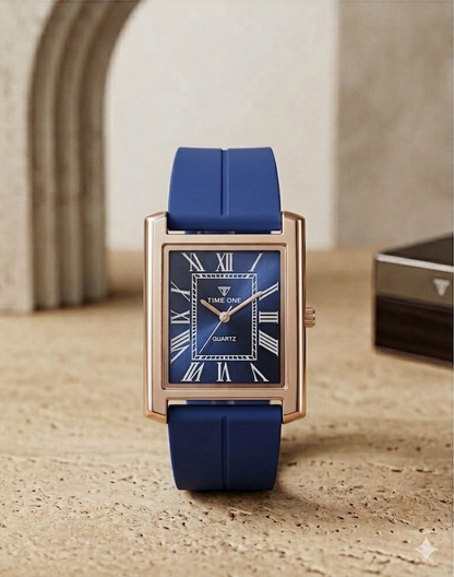 Rectangular Case Watch - Roman Numeral Dial with Silicone Strap & Magnetic Lock