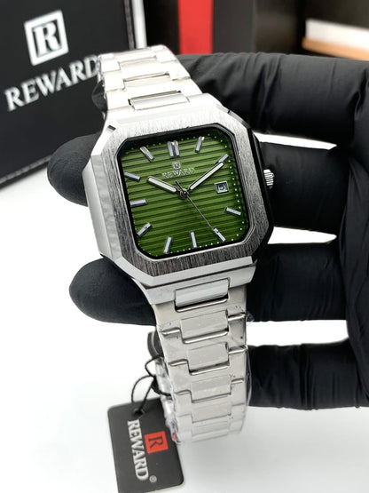 Modern Geometric Stainless Steel Men's Watch Premium Quality Square Dail Watch With Butterfly Lock Top Trendy Article