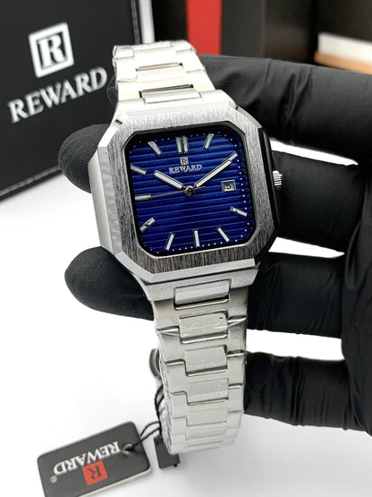 Modern Geometric Stainless Steel Men's Watch Premium Quality Square Dail Watch With Butterfly Lock Top Trendy Article