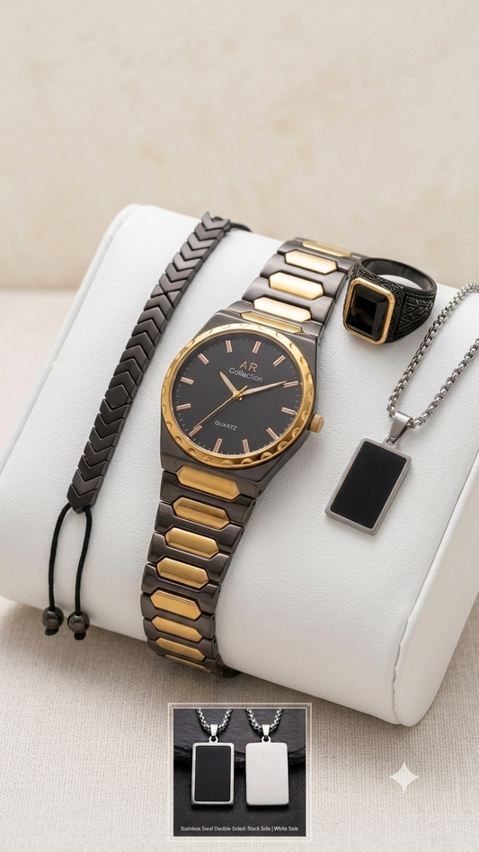BIN-B Matrix Deal – Premium 4-in-1 Men's Luxury Watch & Accessories Gift Set