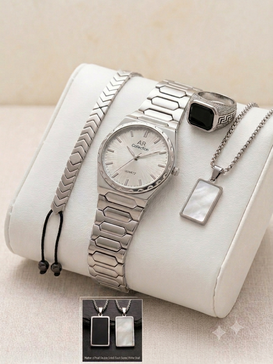BIN-B Matrix Deal – Premium 4-in-1 Men's Luxury Watch & Accessories Gift Set