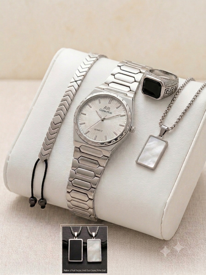 BIN-B Matrix Deal – Premium 4-in-1 Men's Luxury Watch & Accessories Gift Set