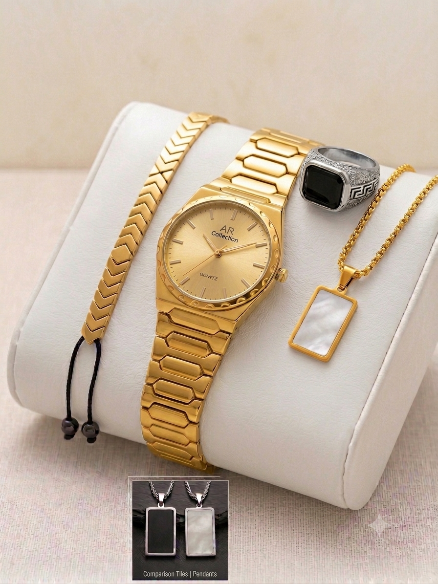 BIN-B Matrix Deal – Premium 4-in-1 Men's Luxury Watch & Accessories Gift Set