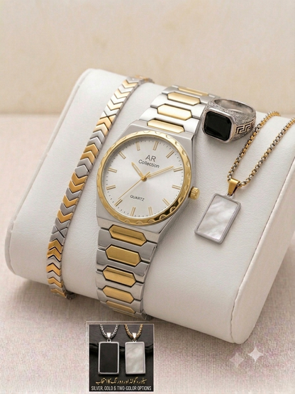 BIN-B Matrix Deal – Premium 4-in-1 Men's Luxury Watch & Accessories Gift Set