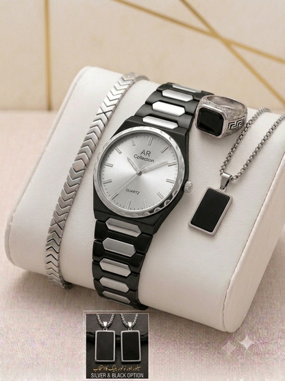 BIN-B Matrix Deal – Premium 4-in-1 Men's Luxury Watch & Accessories Gift Set