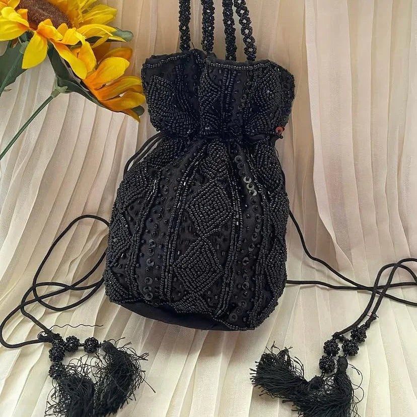 Handmade Black Sparkle Pouch