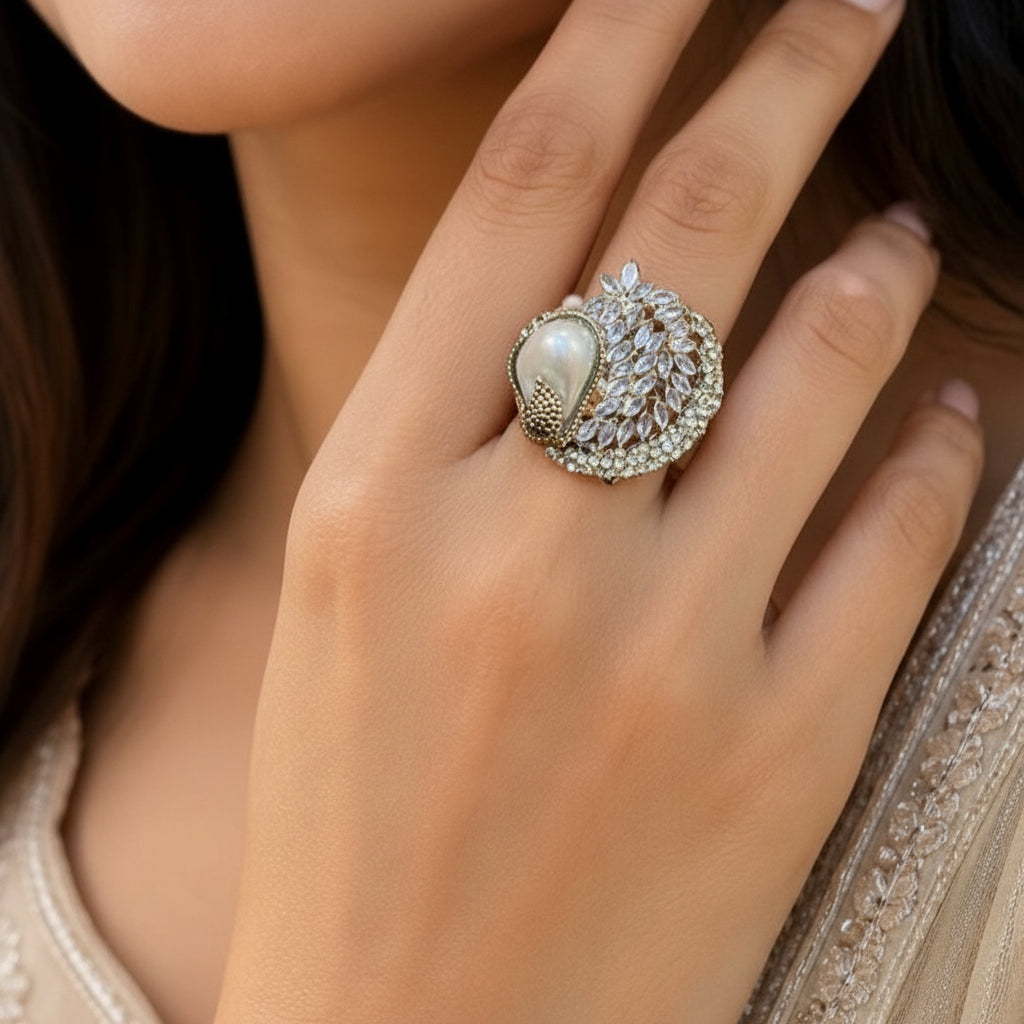 Peacock Pearl Ring