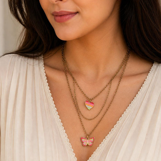 Triple Layer Butterfly Necklace