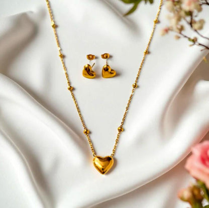 Stainless Steel Hearts Necklace Set