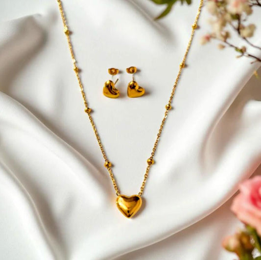 Stainless Steel Hearts Necklace Set