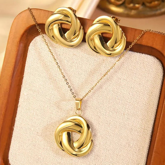 Stainless Steel Woven Necklace Set