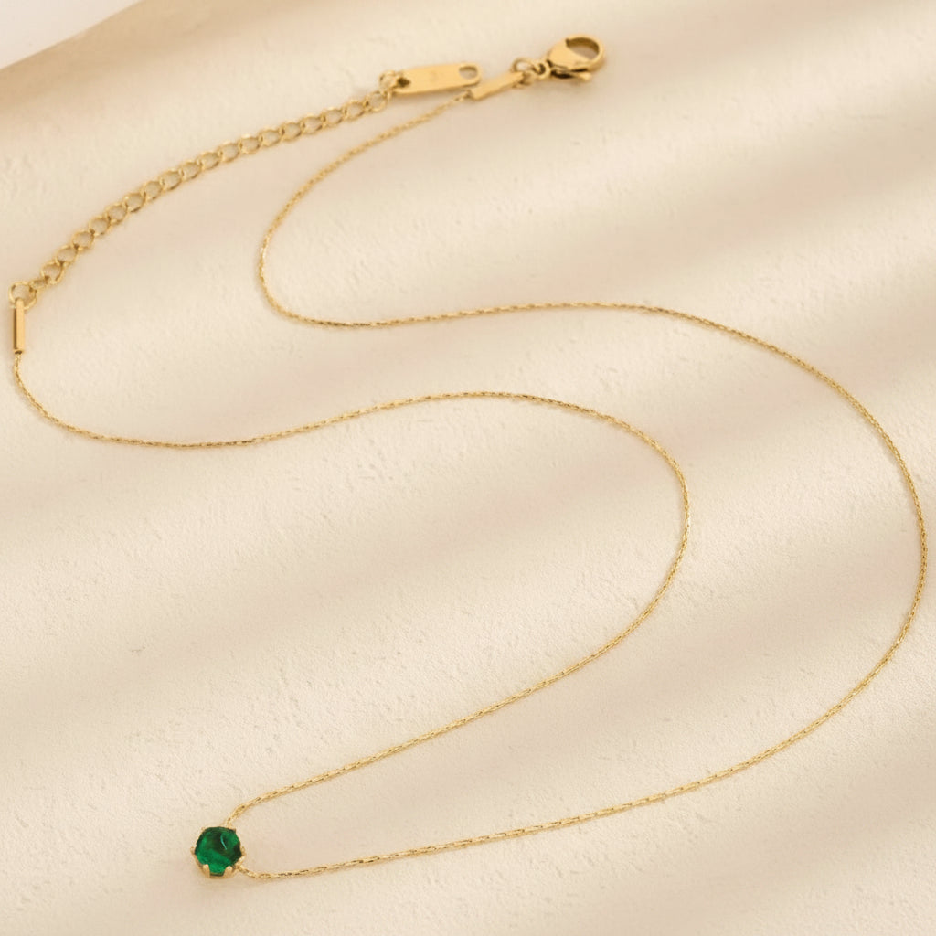 Stainless Steel Green Stone Pendant