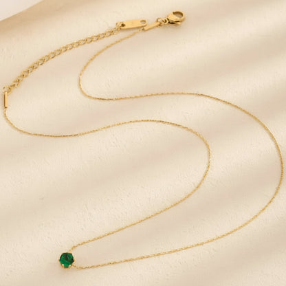 Stainless Steel Green Stone Pendant