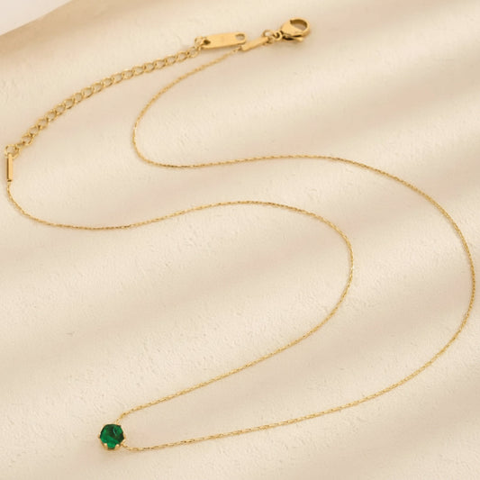 Stainless Steel Green Stone Pendant