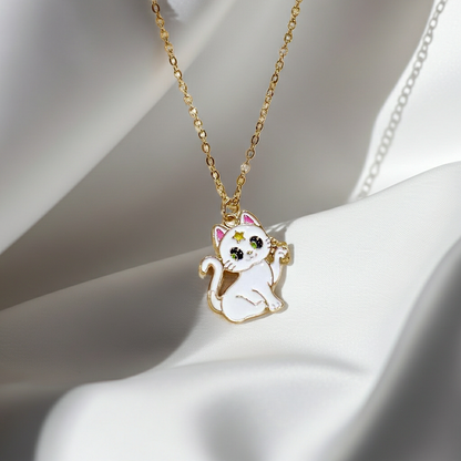 White Kitty Necklace