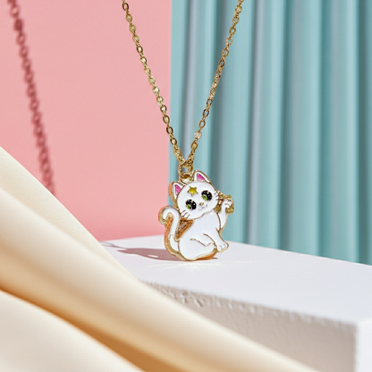 White Kitty Necklace