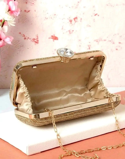 Sparkly Gold Rhinestone Evening Clutch Bag for Brides & Wedding Guest