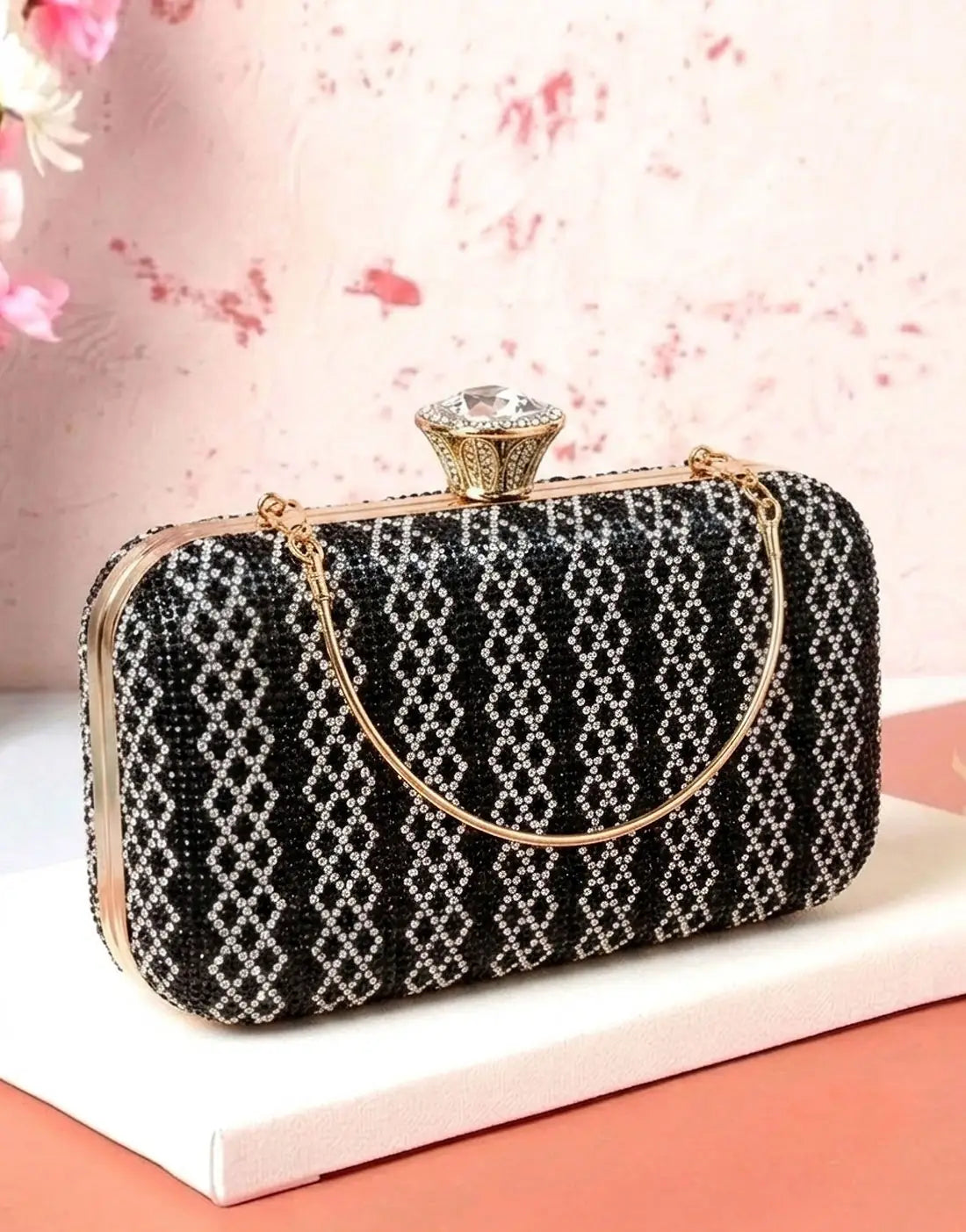 Sparkly Gold Rhinestone Evening Clutch Bag for Brides & Wedding Guest