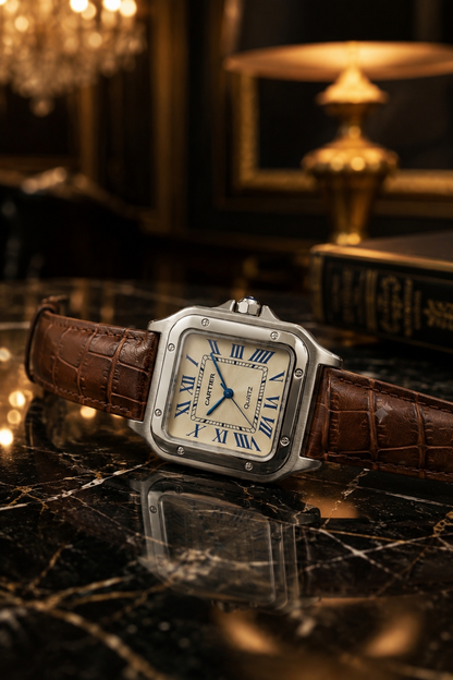 Luxury Square Dial Men’s Watch – Premium Leather Strap