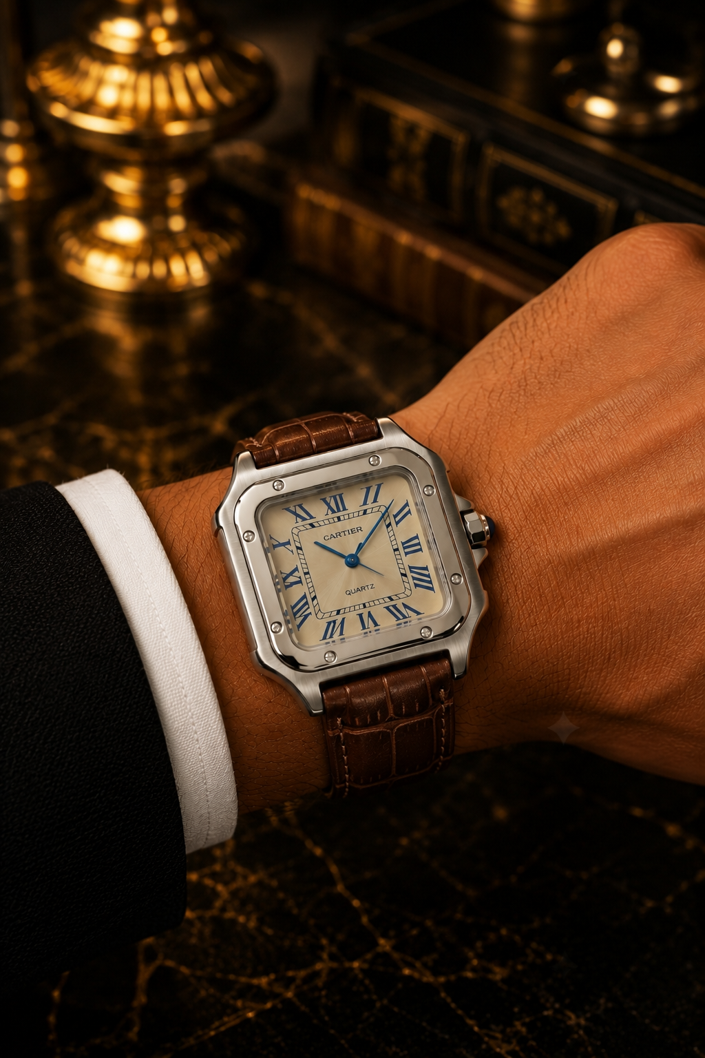 Luxury Square Dial Men’s Watch – Premium Leather Strap