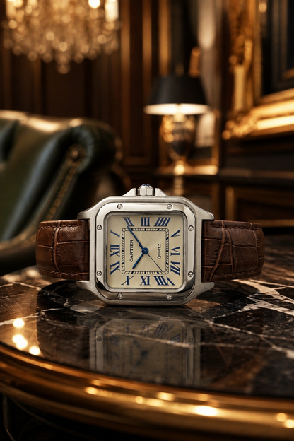 Luxury Square Dial Men’s Watch – Premium Leather Strap