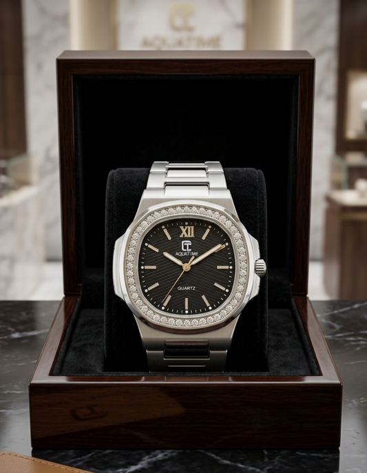 Stone Embossed Stainless Steel Watch