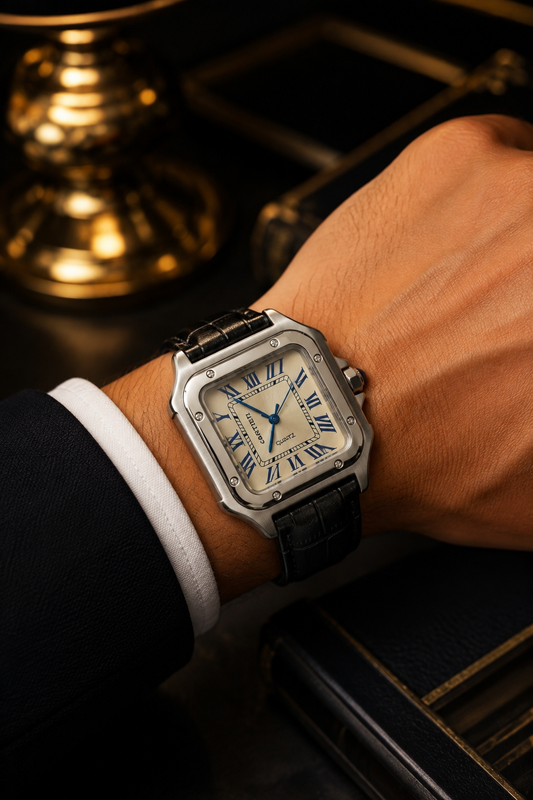 Luxury Square Dial Men’s Watch – Premium Leather Strap